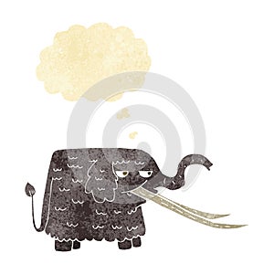 cartoon woolly mammoth with thought bubble