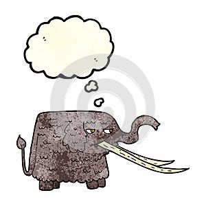 cartoon woolly mammoth with thought bubble