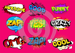 Cartoon words, text effect. Speech bubble.