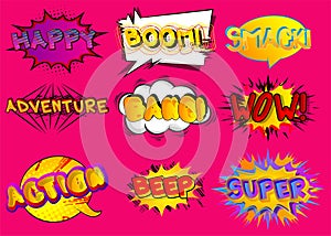 Cartoon words, text effect. Speech bubble.