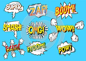 Cartoon words, text effect. Speech bubble.
