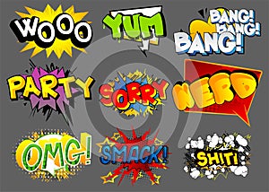 Cartoon words, text effect. Speech bubble.