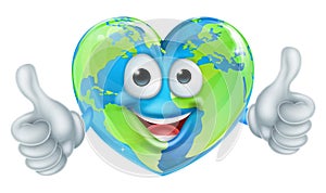 Cartoon World Earth Day Thumbs Up Heart Globe Character