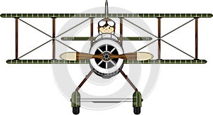 Cartoon WW1 Biplane and Pilot