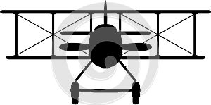 Cartoon WW1 Biplane Silhouette