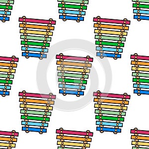 Cartoon Xylophone Seamless Pattern