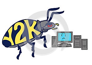 Cartoon Y2K millennium bug