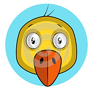 Cartoon yellow bird with orang beak vector illustration