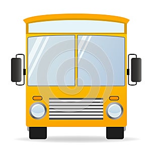 Cartoon yellow bus in front view