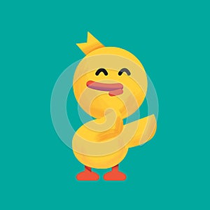 Cartoon yellow duck.Duckling feeling smile and happy