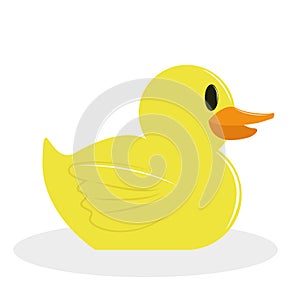 Cartoon Yellow Duck Isolated On White Background