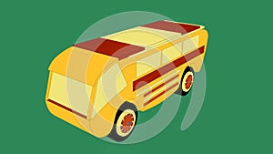 Cartoon yellow hi tech school bus. Autobus. 3d rendering