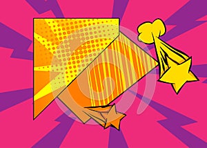 Cartoon Yellow and purple background, comic book backdrop. Retro comics pop art design