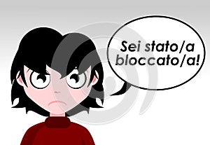 Cartoon You`ve been blocked, website, character, Italian, cartoon.