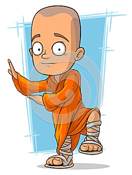 Cartoon young buddhist monk