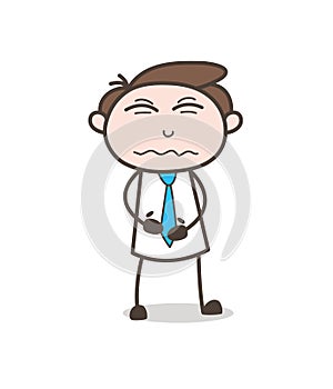 Cartoon Young Employee Confounded Face Expression Vector