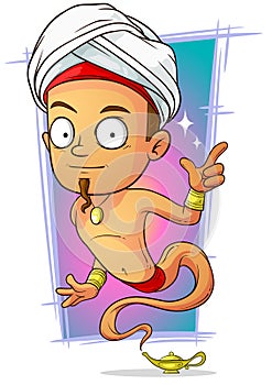 Cartoon young jinn in turban