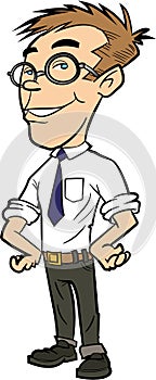 Cartoon young office worker with glasses