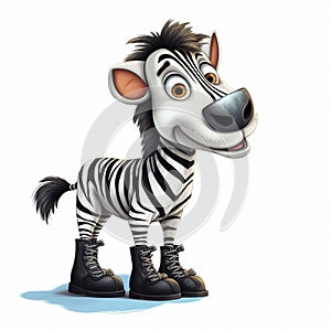 Cartoon Zebra In Boots: A Playful And Inventive Character Design
