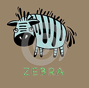 Cartoon zebra head, animal head.Animal sticker.