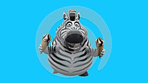 Cartoon zebra with an ice cream (with alpha channel included