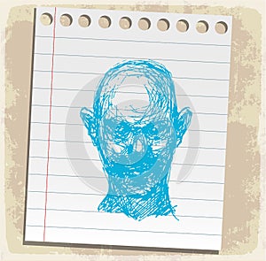 Cartoon zombi on paper note, vector illustration photo