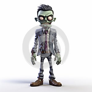 Cartoon Zombie Character In Suit - 3d Render