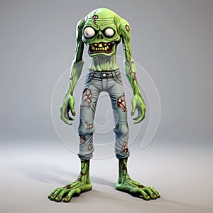 Cartoon Zombie 3d Render With High Detail And Shiny Eyes photo