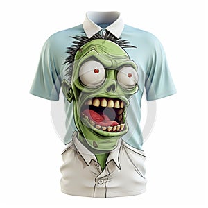 Cartoon Zombie Golf Shirt With Hyper-detailed Design