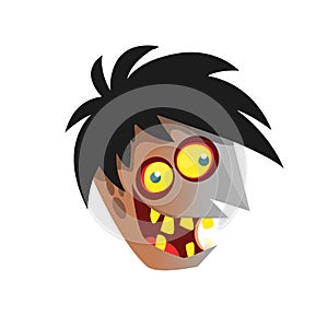 Cartoon zombie head. Halloween vector illustration.