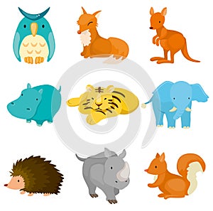 Cartoon zoo animal icons