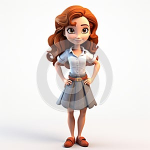 Cartoonish 3d Girl In Skirt: Youthful Protagonist With Detailed Design