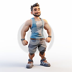 Cartoonish 3d Male Model In Gray Tank Top - Ethan Character Design