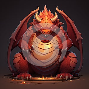 Cartoonish 3d Red Dragon With Cultist Theme In Valorant Style