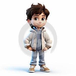Cartoonish 3d Render Of Caden, A Kid Wearing Jacket And Jeans