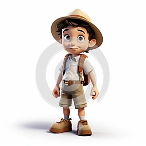 Cartoonish 3d Render Of Explorer Boy Lucas With Hat