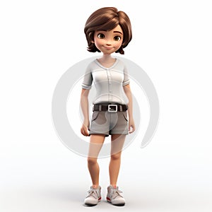 Cartoonish 3d Render Of Rebecca In White Shirt - High Detail Uhd Image