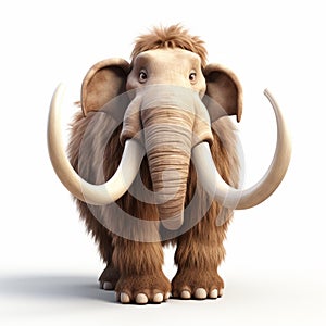 Cartoonish 3d Woolly Mammoth With Big Ears And Tusks