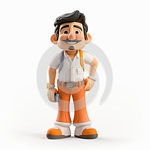Cartoonish 3d Model Of Man In Orange Pants Holding Cell Phone photo