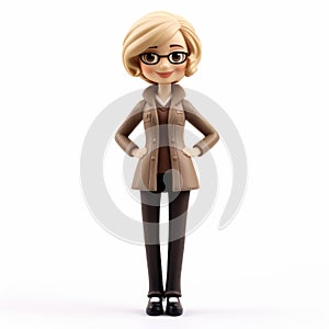 Cartoonish Female Figure With Glasses - Hallyu Mori Kei Style