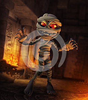 Cartoonish Funny Monster Mummy Egyptian Temple