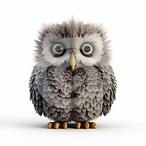 Cartoonish Gray Owl In 3d Environment photo