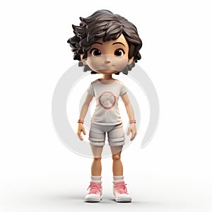 Cartoonish Innocence: 3d Character Render Of Nancy In Tennis Outfit