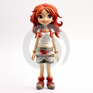 Cartoonish Innocence: Detailed Action Figure With Red Hair