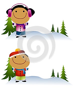 Cartoonish Kids in Snow 2