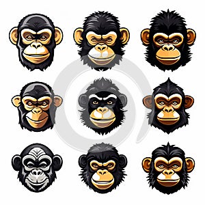 Chimpanzee Heads: A Creative Collection Of Junglepunk Chimp Logos photo