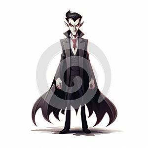 Cartoonish Vampire Villain Illustration - Elegantly Formal Ghostcore Character Design