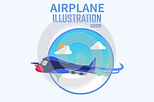 Cartoonist 3d Airplane Background illustration concept Design Vector