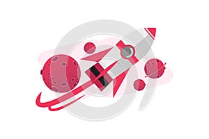 Cartoonist 3d Rocket Background illustration concept Design Vector