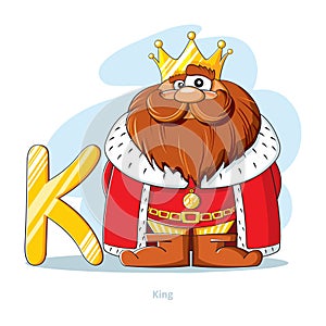 Cartoons Alphabet - Letter K with funny King photo